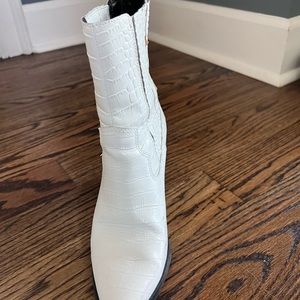 Aldo Women's White Drerissa Heeled Leather Western Boot